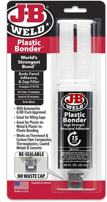 J-B Weld 50139 Plastic Bonder Body Panel Adhesive and Gap Filler Syringe - Black