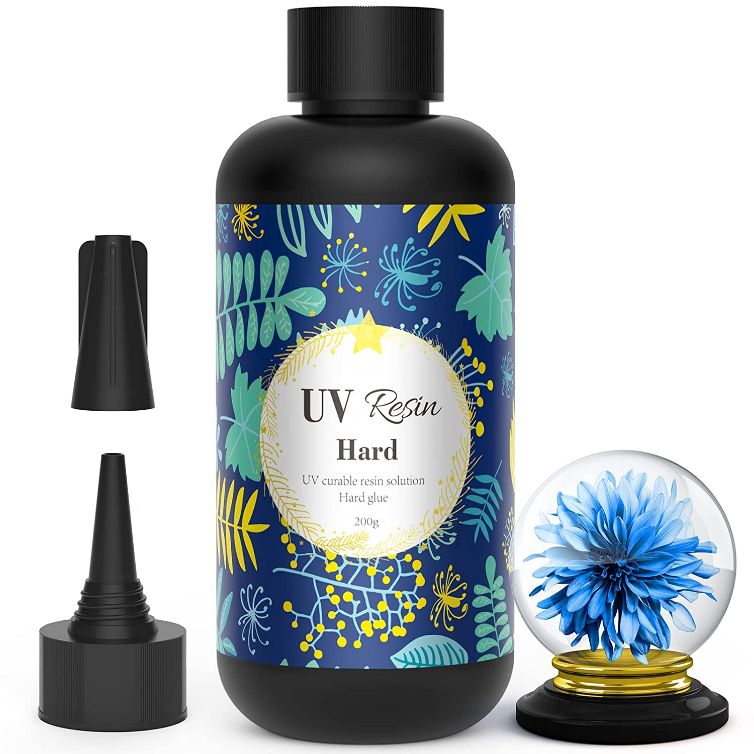 UV Resin Crystal Clear Hard Type - Upgraded 200g Ultraviolet Fast Curing UV Epoxy Resin for Jewelry Making Craft Decoration Hard Transparent