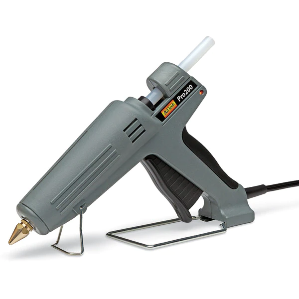 AdTech PRO200 Industrial Glue Gun with narroe golden nozzle and adjustable stand