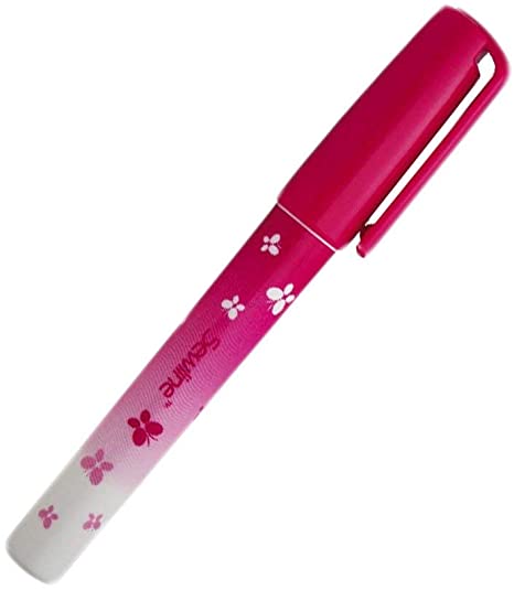 Sewline Water-Soluble Fabric Glue Pen is best glue stick for fabric with fountain pen like body and flower pattern on it