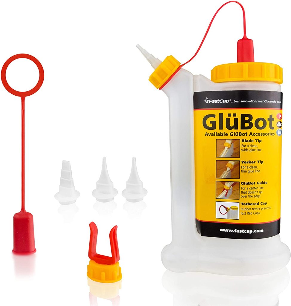 FastCap GluBot with variety of nozzles and cleaning plastic rod