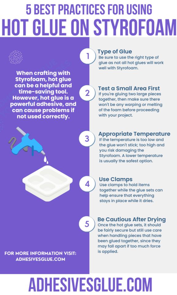 An Infographic Explaining 5 Best Practices for Using Hot Glue on Styrofoam