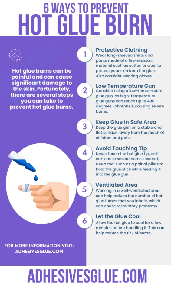 An Infographic Explaining 6 Ways to Prevent a Hot Glue Burn