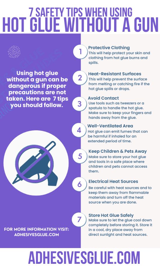 An infographic explaining different Safety Tips when using Hot Glue Without a Gun