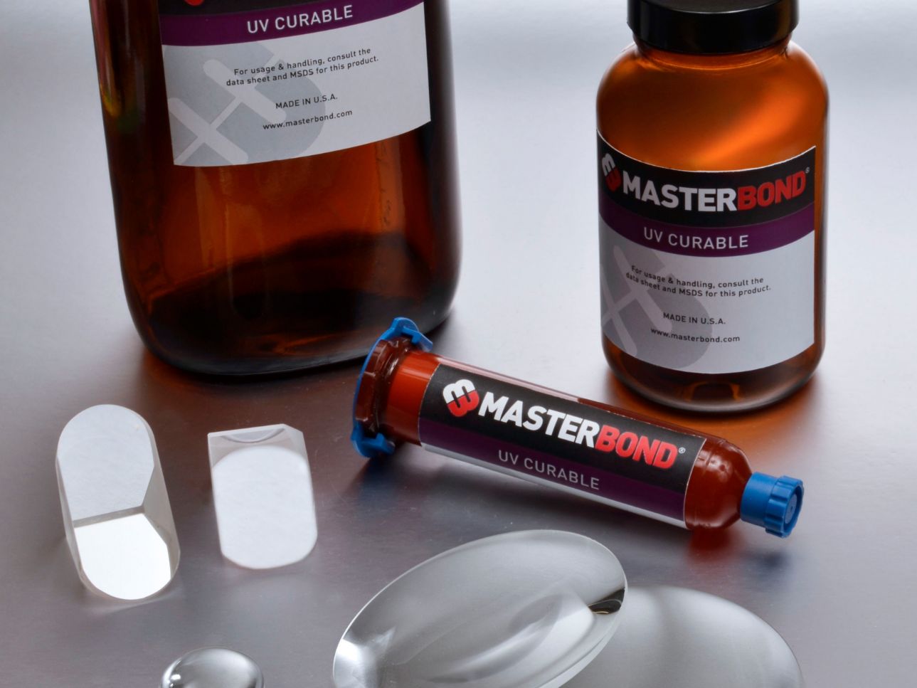 3 bottles of Master Bond UV Adhesive